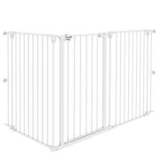PawHut 3-Panel Medium Dog Gate με διπλό σύστημα κλειδώματος, 206x90cm, Λευκό D06-186V00WT
