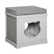 PawHut Ξύλινο Σπίτι Γάτας 41 x 30 x 36 cm Χρώματος Γκρι D30-334GY