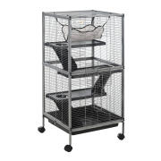Τροχήλατο Μεταλλικό Κλουβί για Τρωκτικά με 4 Επίπεδα 52 x 52 x 113.5 cm PawHut D51-153