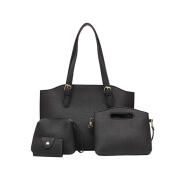 SPM Γυναικείες Τσάντες με Φερμουάρ Σετ 4 τεμαχίων Χρώματος Μαύρου DB4599