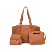 SPM Γυναικείες Τσάντες με Φερμουάρ Σετ 4 τεμαχίων Χρώματος Καφέ DB4602