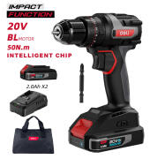 DELI κρουστικό δραπανοκατσάβιδο μπαταρίας DE-CZ20-2D2 Brushless 20V 2x 2Ah 50N.m