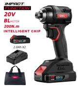 DELI παλμικό κατσαβίδι μπαταρίας DE-QZ20-1D2 Brushless 20V 2x 2Ah 200N.m