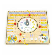 Ecotoys Ξύλινος Εκπαιδευτικός Παιδικός Πίνακας Ρολόι με Δραστηριότητες Ecotoys ESC-W-036