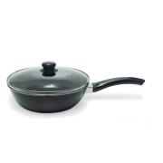 Max Home EA-8266/BLK Τηγάνι από Αλουμίνιο με Καπάκι με Εμαγιέ Επίστρωση Ø26cm 0,70mm