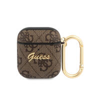 Guess Script Metal Logo Collection Θήκη προστασίας από δερματίνη για Apple Airpods 1/2 (Καφε)