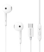 USAMS earphones με μικρόφωνο SJ771 USB-C σύνδεση 1.2m λευκά