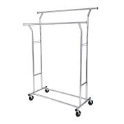 Songmics Μεταλλική Κρεμάστρα Ρούχων Δαπέδου Βαρέως Τύπου Διπλή 129 x 55 x 148 / 172 cm με Ρόδες HSR12S