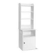 Costway Ξύλινο Κομοδίνο με Ντουλάπι 4 Ράφια και Σταθμό Φόρτισης 45 x 36 x 140 cm Costway HU10336DE-WH