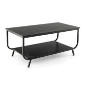 Costway Μεταλλικό Ορθογώνιο Τραπέζι Σαλονιού με Εφέ Μαρμάρου 105 x 55 x 46.5 cm Costway HV10459BK