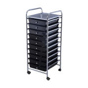 Costway Πολυλειτουργικό Μεταλλικό Τρόλεϊ με 10 Συρτάρια 33 x 37 x 86 cm Costway HW52045BK