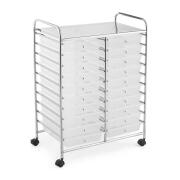 Πολυλειτουργικό Μεταλλικό Τρόλεϊ με 20 Συρτάρια 63 x 37 x 87 cm Διάφανο Costway HW56501CL