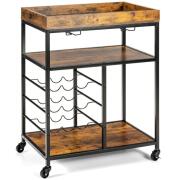 COSTWAY Τρόλεϊ Σερβιρίσματος 71 x 44 x 93,5 cm Χρώματος Ρουστίκ Καφέ HW67064CF