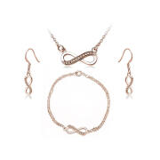 Timothy Stone Σετ Κοσμήματα 4 τμχ Χρώματος Ροζ - Χρυσό με Κρύσταλλα Swarovski® Topaz