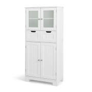 Costway Ξύλινο Έπιπλο με 2 Ντουλάπια και 2 Συρτάρια 60 x 30 x 128 cm JV10643WH