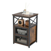 Costway Μεταλλικό - Ξύλινο Κομοδίνο με 3 Ράφια 40 x 35 x 61 cm Costway JV10763CF-1