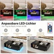 Costway  Τραπέζι σαλονιού με 20 χρώματα LED φώτα & τηλεχειριστήριο, Μαύρο, 100 x 50 x 45 εκ. JV11839DK