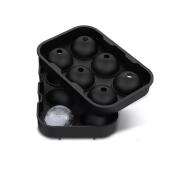 Παγοθήκη Σφαίρα από Σιλικόνη 6 Θέσεων με Καπάκι Μαύρη