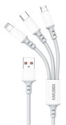 KAKUSIGA καλώδιο USB σε USB-C/Lightning/Micro USB KSC-1025 5A 480Mbps 1.2m λευκό