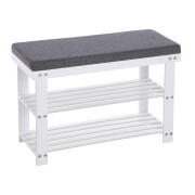 Ξύλινη Παπουτσοθήκη από Μπαμπού με Κάθισμα και 2 Ράφια 71 x 29 x 49 cm Songmics LBS604W01