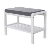 Ξύλινη Παπουτσοθήκη από Μπαμπού με Κάθισμα και 1 Ράφι 60 x 32 x 43 cm Songmics LBS65WN