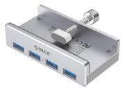 ORICO USB hub MH4PU-P με σφιγκτήρα 4x θυρών 5Gbps USB σύνδεση ασημί