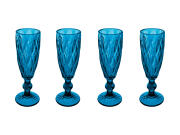 Casa Domani Ποτήρια Σαμπάνιας Τύπου Flute 165ml Deanna Μπλε- Σετ 4 Τεμαχίων Σε Συσκευασία Δώρου