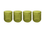 Casa Domani Ποτήρια Χαμηλά 270ml Caterina Πράσινο- Σετ 4 Τεμαχίων Σε Συσκευασία Δώρου