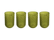 Casa Domani Ποτήρια Νερού/Αναψυκτικού 425ml Caterina Πράσινο- Σετ 4 Τεμαχίων Σε Συσκευασία Δώρου