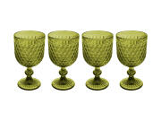 Casa Domani Ποτήρια Κρασιού 370ml Caterina Πράσινο- Σετ 4 Τεμαχίων Σε Συσκευασία Δώρου
