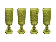 Casa Domani Ποτήρια Σαμπάνιας Τύπου Flute 162ml Caterina Πράσινο- Σετ 4 Τεμαχίων Σε Συσκευασία Δώρο