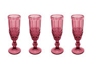 Casa Domani Ποτήρια Σαμπάνιας Τύπου Flute 165ml Gabriella Ροζ- Σετ 4 Τεμαχίων Σε Συσκευασία Δώρου