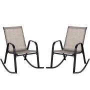 Costway  Δύο Άνετες Κουνιστές Καρέκλες Εξωτερικού Χώρου με Εργονομικό Σχεδιασμό και Ανθεκτικό Μεταλλικό Σκελετό NP11080CF-2