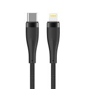 Maxlife MXUC-08 Καλώδιο φόρτισης και μεταφοράς δεδομένων από USB-C σε Lightning 1 μέτρου – 27W black nylon