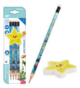 MP σετ ξύλινα μολύβια & γόμα World oceans day PPE356-05 εξάγωνα HB 5τμχ