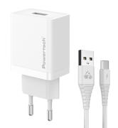 POWERTECH φορτιστής τοίχου PT-1322 με καλώδιο USB-C USB 12W λευκός