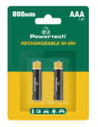 POWERTECH επαναφορτιζόμενες μπαταρίες NI-MH PT-1403 AAA 800mah 1.2V 2τμχ