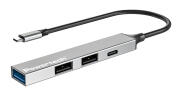 POWERTECH USB hub PT-1412 4x θυρών USB 3.2 5Gbps USB-C σύνδεση γκρι