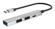 POWERTECH USB hub PT-1413 4x θυρών USB 3.2 5Gbps USB σύνδεση γκρι