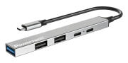 POWERTECH USB hub PT-1414 5x θυρών USB 3.2 5Gbps 100W USB-C σύνδεση γκρι