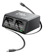 POWERTECH σταθμός φόρτισης PT-1623 USB/3x USB-C/2x USB-C καλώδια GaN 160W μαύρος