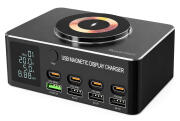 POWERTECH σταθμός φόρτισης PT-1625 με οθόνη 4x USB/4x USB-C/wireless 140W μαύρος