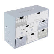 Χάρτινο Παιδικό Κουτί Αποθήκευσης με 7 Συρτάρια 19.3 x 9 x 15 cm Χρώματος Μπλε Tom & Zoe PU1031 PU1031-Blue