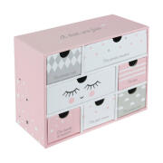 Χάρτινο Παιδικό Κουτί Αποθήκευσης με 7 Συρτάρια 19.3 x 9 x 15 cm Χρώματος Ροζ Tom & Zoe PU1031