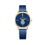 Timothy Stone Γυναικείο Ρολόι Χρώματος Μπλε με Δερμάτινο Λουράκι και Κρύσταλλα Swarovski® Riviera Collection R-014-GDBL