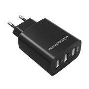 Φορτιστής Πρίζας με 3 Θύρες USB Χρώματος Μαύρο RAVPower RP-UC12 Black
