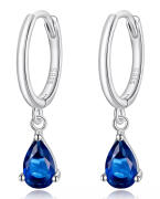 BAMOER σκουλαρίκια κρίκοι SCE1018-BU με κυβική ζιρκόνια ασήμι 925 μπλε