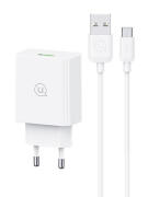 USAMS φορτιστής τοίχου SCXLTZ01 με καλώδιο micro USB USB 18W λευκός