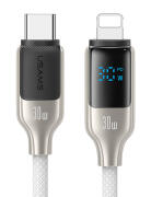 USAMS καλώδιο Lightning σε USB-C SJ741 30W 480Mbps 1.2m λευκό
