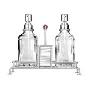 Estia Δοχεια Υγρου Πιατων Allure 2x300ml Με Μεταλλικη Βαση & Θηκη Για Σφουγγαρι Ασημι  01-26233